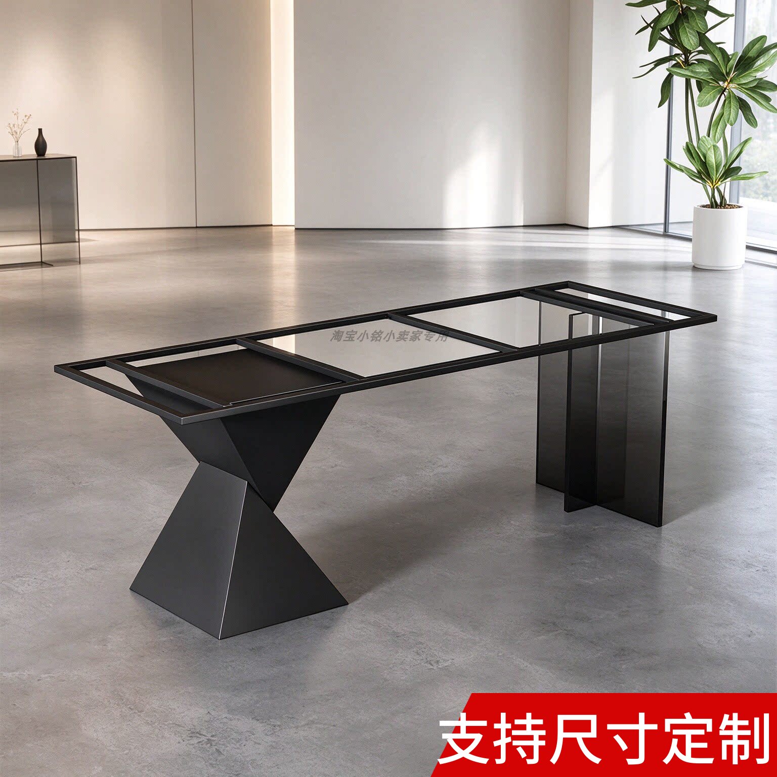 亚克力半悬空创意桌腿支架岩板大理石茶台餐桌架办公电竞桌脚底座