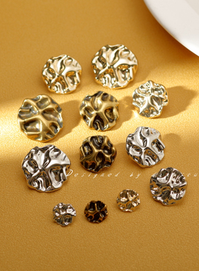 简约个性冷淡风设计金属纽扣不规则波浪面西装扣子毛衣开衫大衣扣