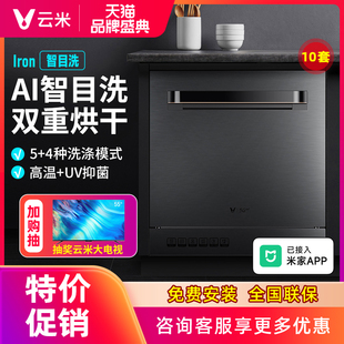 智能10套装 云米全自动洗碗机家用热风烘干高温消毒嵌入式 AI智目洗