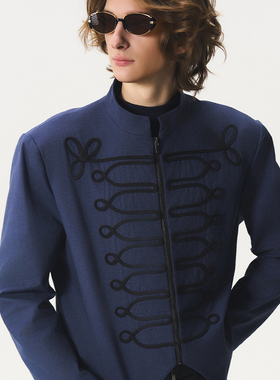 CNEW2025AW【蓝色血统】宫廷古典立领盘带绣上衣短款夹克外套