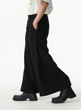 CNEW23SS中国风新中式工字褶阔腿裙裤宽松休闲男女同款