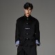 CNEW楚念贰问新中式 黑色丝绒盘扣外套中山领休闲宽松西服外套男女