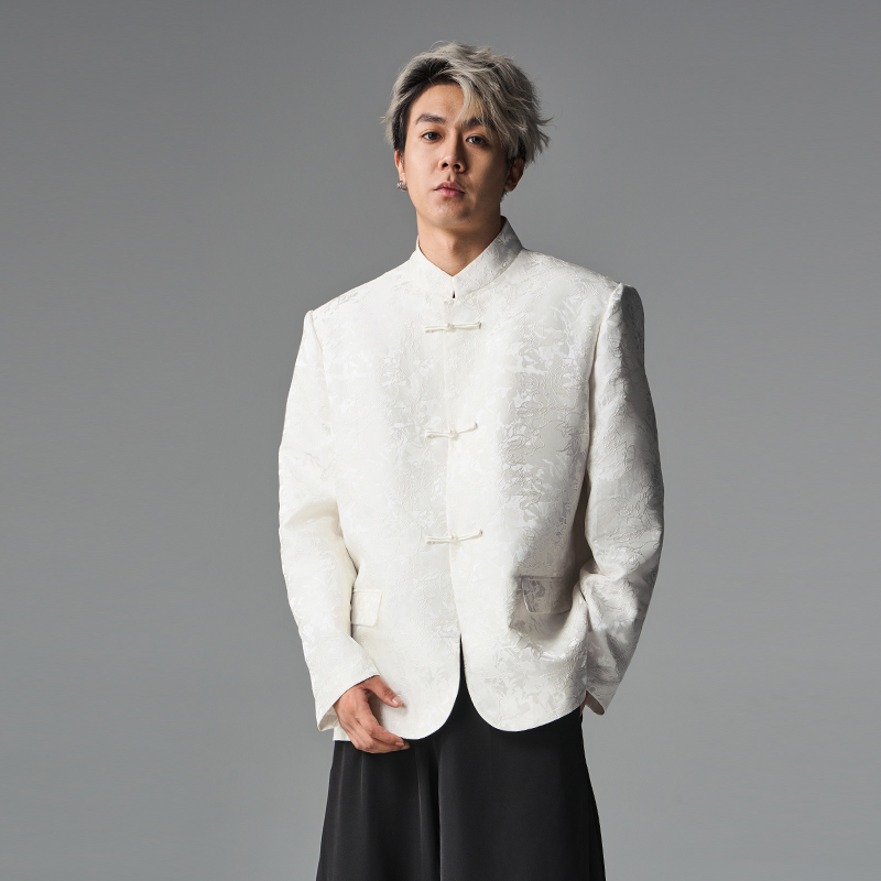 CNEW新中式提花盘扣立领西服宽松