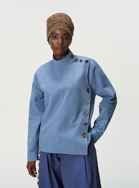 CNEW 寂照无尘斜襟手缝椰壳扣改良剑道服棉麻混纺衬衫夹克男女款