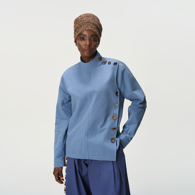 CNEW 寂照无尘斜襟手缝椰壳扣改良剑道服棉麻混纺衬衫夹克男女款