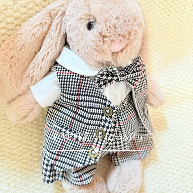 兔子先生】适用于jellycat的31邦尼兔英伦风格子巴熊西装礼服套装