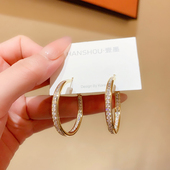 银针耳圈女耳饰 个性 韩国轻奢高级感气质百搭圈圈耳环2025新款 爆款
