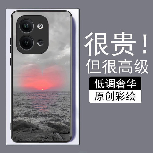 日落大海适用opporeno9手机壳8pro+真我A976K10X新款7se钢化玻璃a73全包72防摔A57A1pro保护套r17简约GTneo