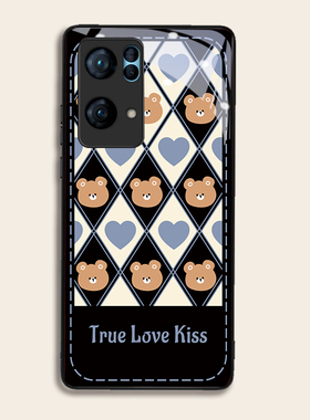 菱格爱心熊适用OPPOreno7pro+手机壳6/5硅胶96findR17钢化玻璃a72