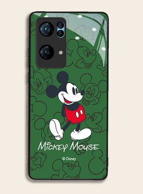 绿色米奇适用OPPOreno7pro+手机壳6/5硅胶96findR17钢化玻璃a7293