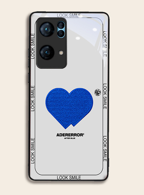 蓝色爱心适用OPPOreno7pro+手机壳6/5硅胶96findR17钢化玻璃a7293