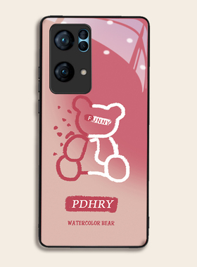 潮牌渐变熊适用OPPOreno7pro+手机壳6/5硅胶96findR17钢化玻璃a72