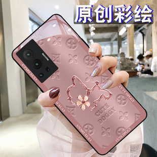 电镀小狗适用vivox80pro手机壳70+/60iQOO9/8/7x30钢化玻璃s15pro