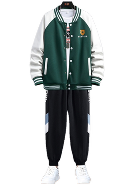 棒球服男春秋季青少年帅气外套装