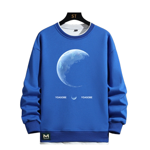 NASA联名圆领纯棉卫衣男款春秋季新款潮牌青少年秋装上衣情侣外套