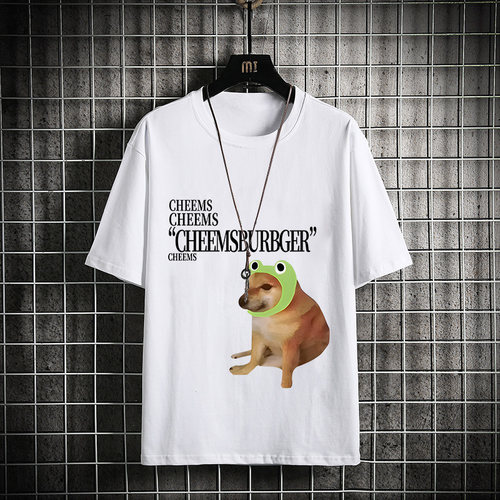 纯棉短袖t恤男士港风柴犬狗子