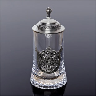 啤酒杯卡通玻璃带盖创意特色礼物钢化可装 欧 玻璃开水咖啡德国风格