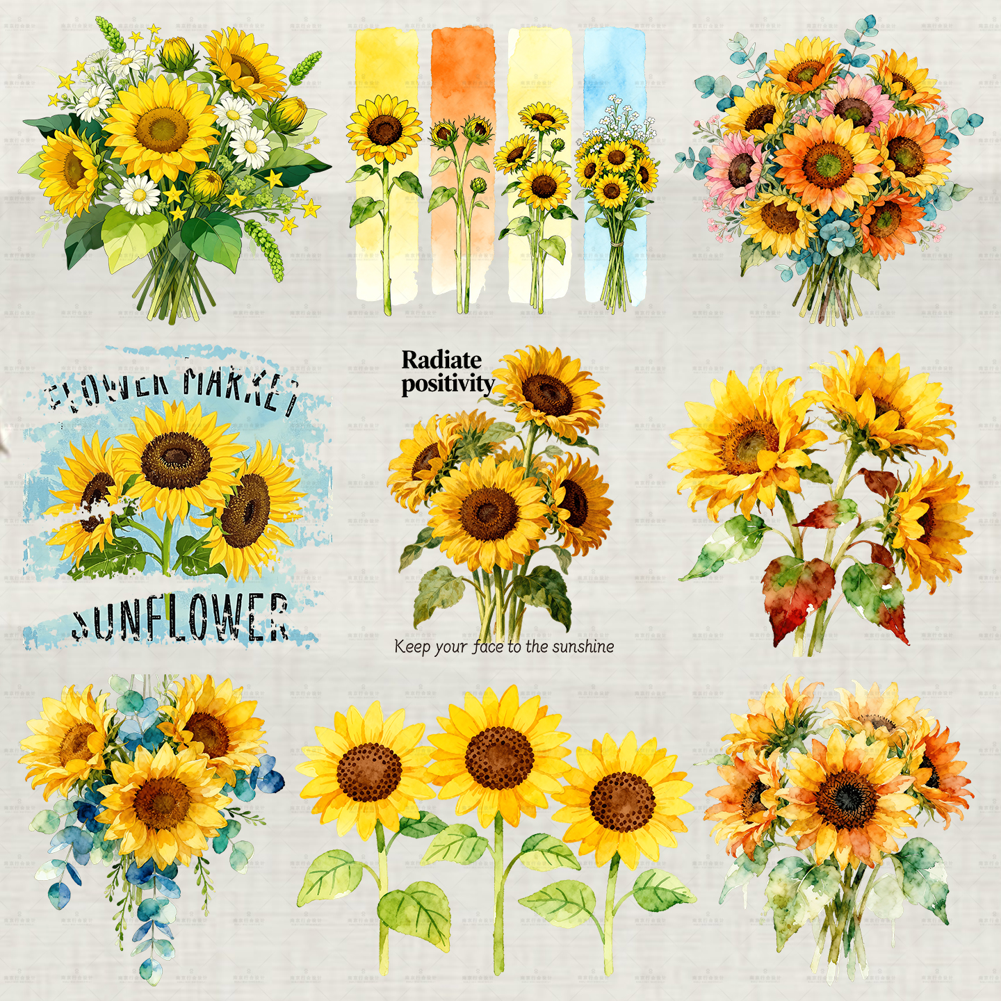 原创烫画唯美向日葵图案印花贴