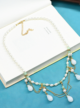 珍珠项链圆珠链珍珠软璎珞多层