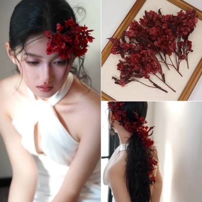 永生花迎客豆新中式新娘头饰干花