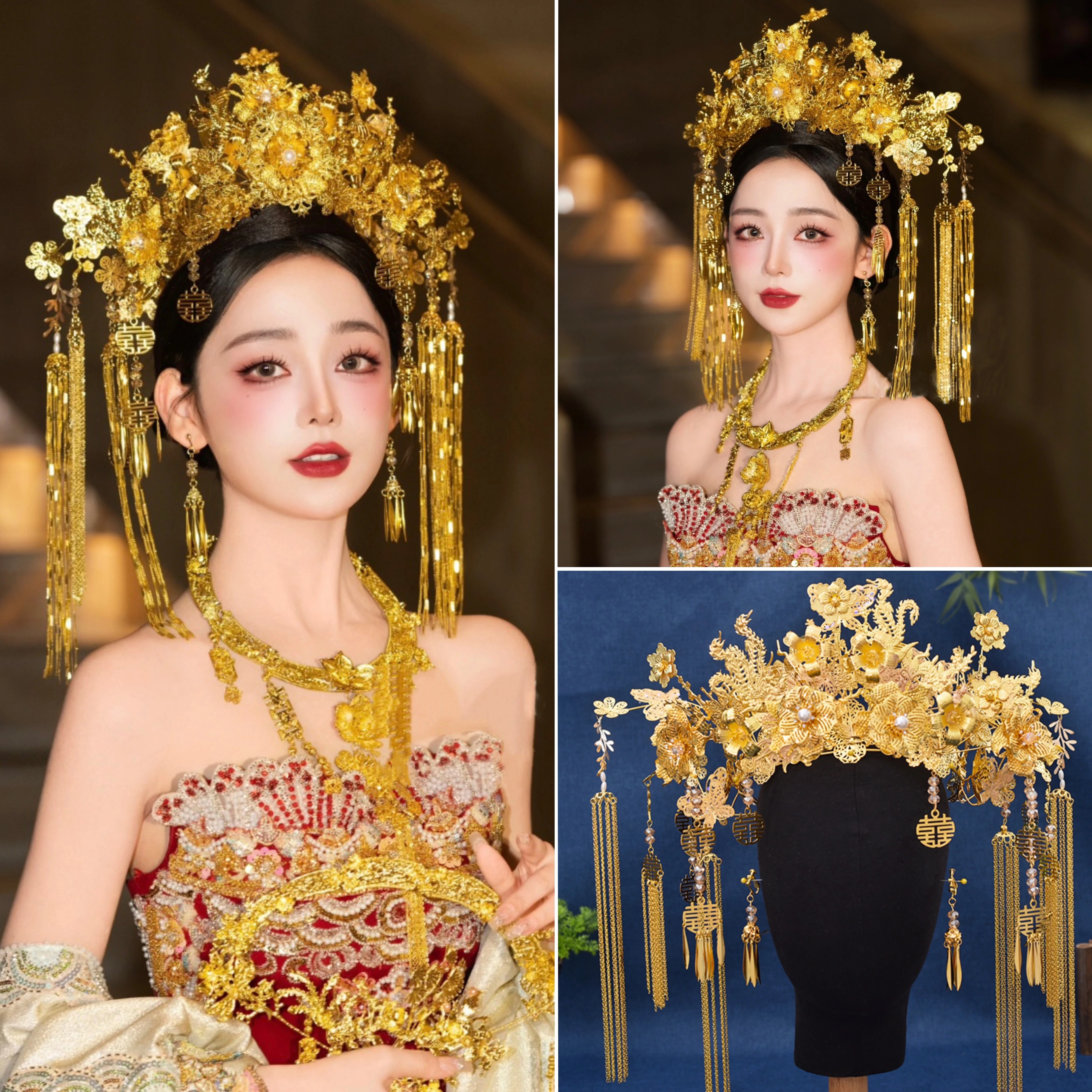 金色奢华中式汉服婚礼新娘大凤冠