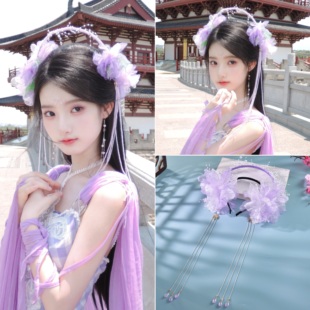 欢天喜地七仙女发箍妆造头饰汉服古风拍照儿童头箍簪花仿发饰配饰