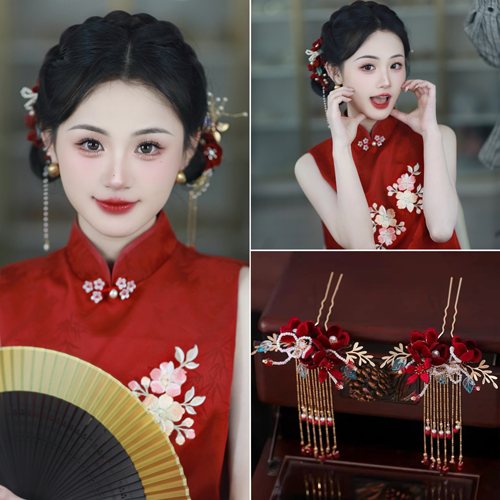 新娘花朵古典旗袍头饰发夹步摇