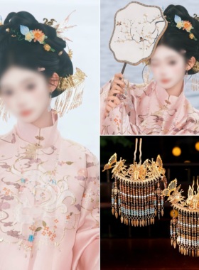 汉服水晶蝴蝶发钗手工古风蝶影簪