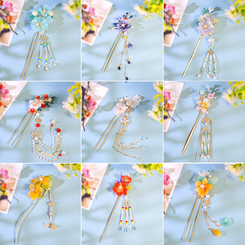 民族风镀金发叉盘发簪子精致