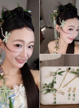新中式绿色竹叶发簪汉服拍照发饰
