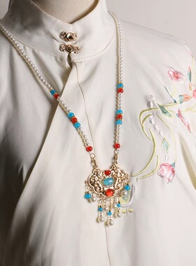 镀金仿玉石珍珠女珍珠古风新娘