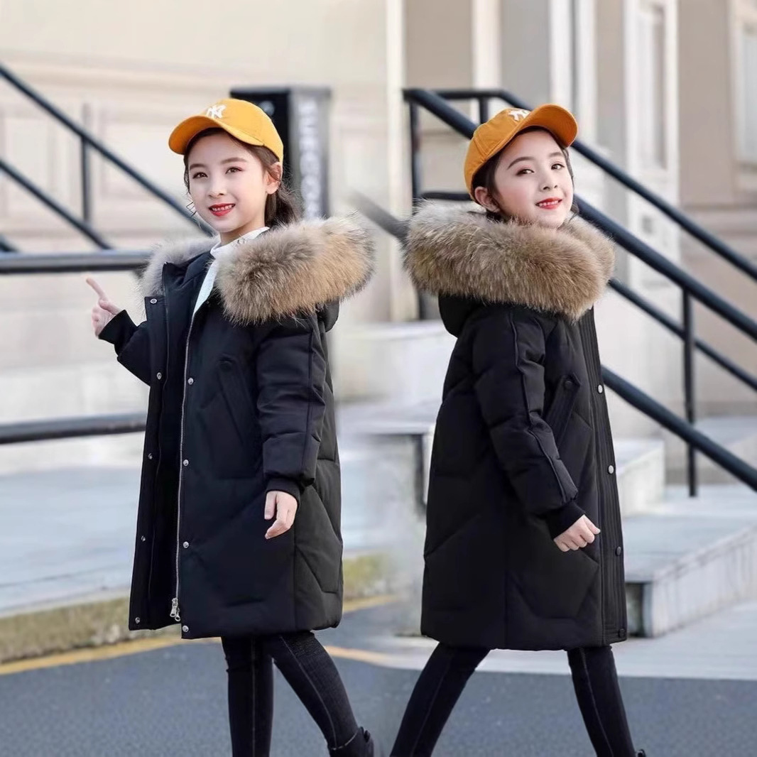 无注册商标女童中长款加厚棉服