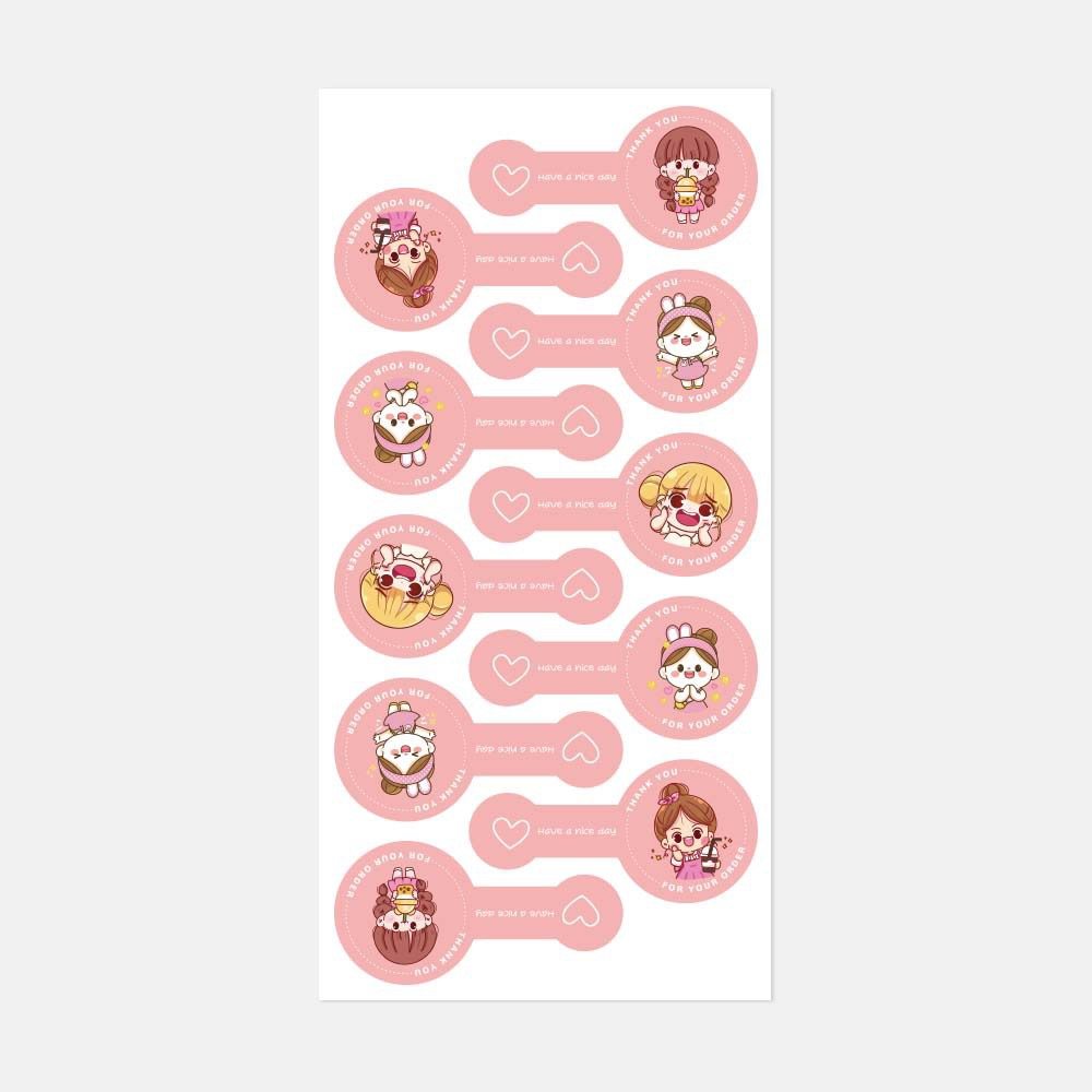 100贴/包卡通头像粉色长条贴纸圆形不干胶烘培蛋糕盒DIY封口贴,文具电教/文化用品/商务用品,不干胶标签,淘宝优惠券,粉丝福利购,淘宝优惠卷