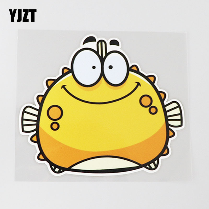 yjzt 汽车贴纸保险杠卡通河豚可爱气鼓鼓装饰遮盖划痕车贴纸防水