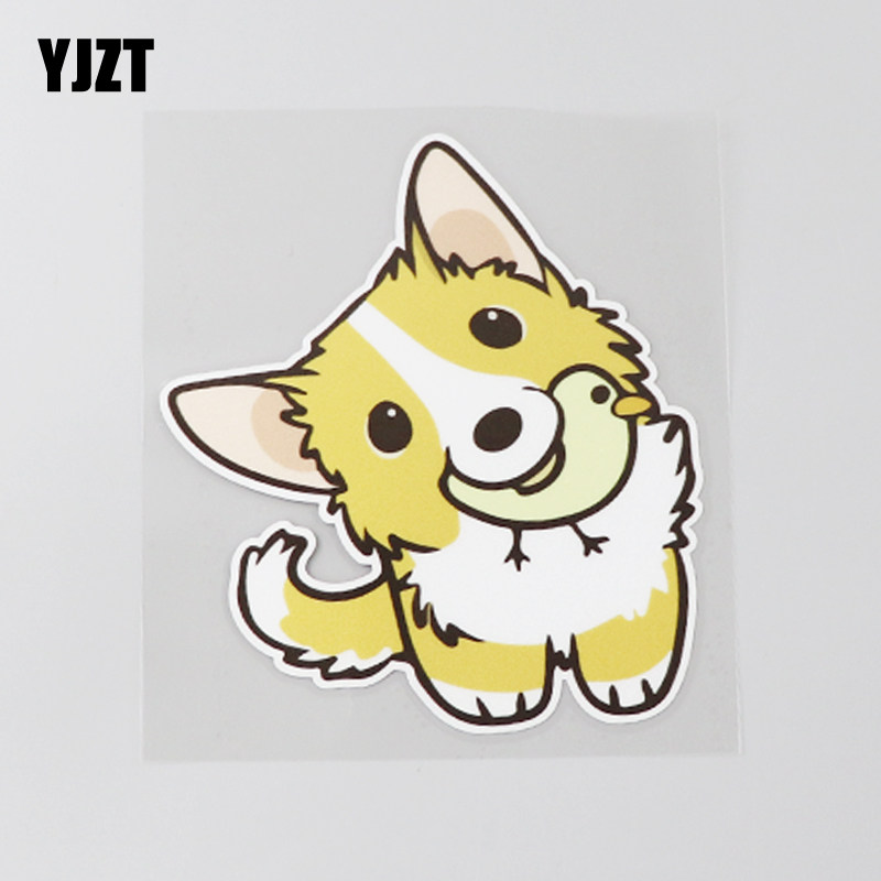 yjzt 可爱卡通小狗叼小鸡玩具搞怪趣味汽车贴纸 创意车贴cst572