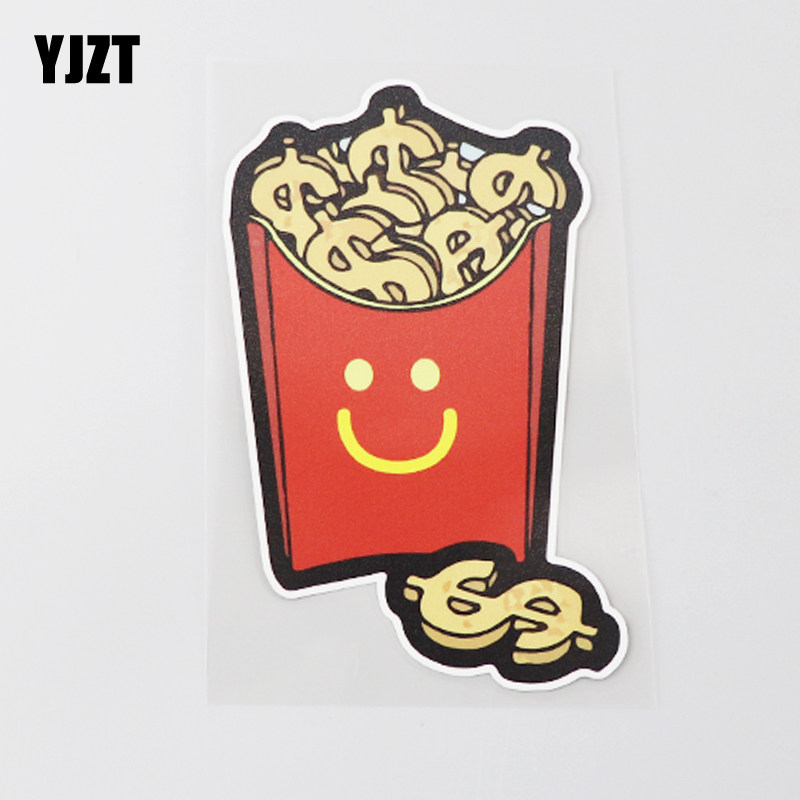 yjzt 趣味美潮卡通金币薯条小食汽车装饰贴花 个性创意车贴cst514
