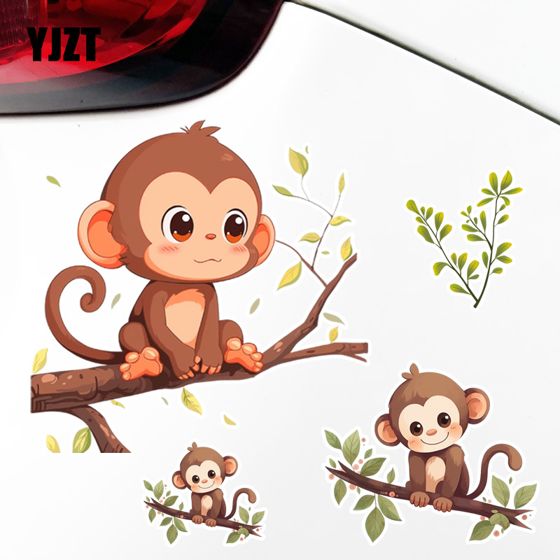 YJZT 调皮猴子可爱卡通划痕遮挡遮盖贴车身玻璃装饰防水贴纸
