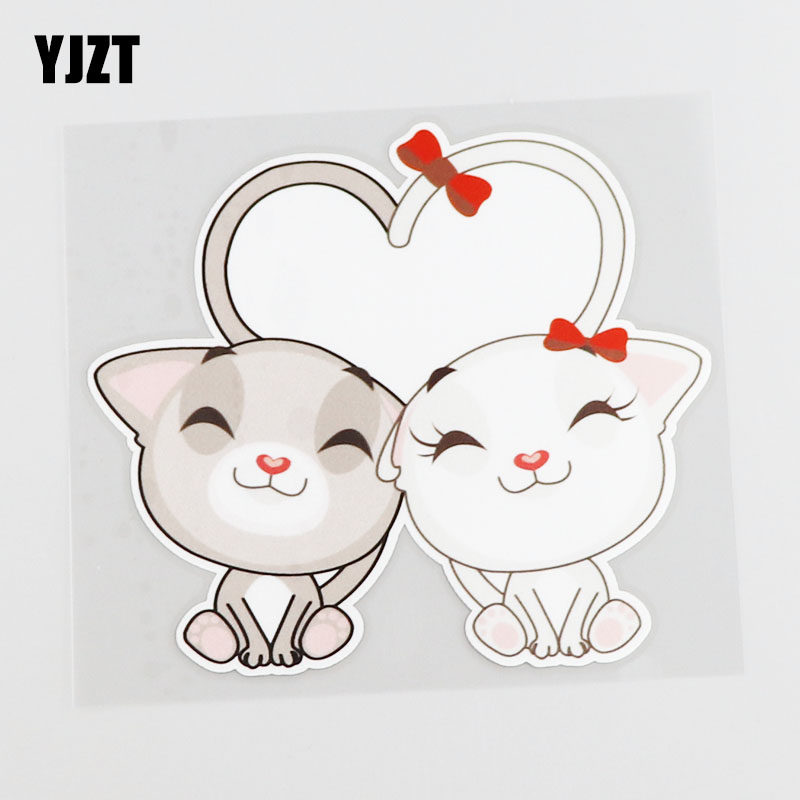 yjzt 遮挡划痕装饰车贴 两只靠在一起的猫咪卡通汽车贴纸 cs7085