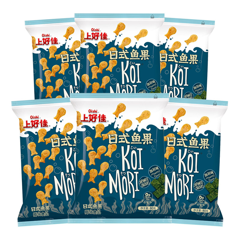 上好佳日式鱼果80g*6/12袋海苔味童年解馋办公室膨化休闲小吃零食