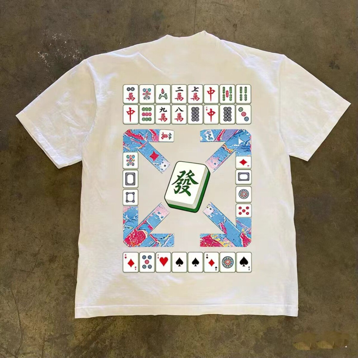 潮牌痞帅短袖圆领小众T恤男重磅230g夏服装美式百搭麻将嘻哈