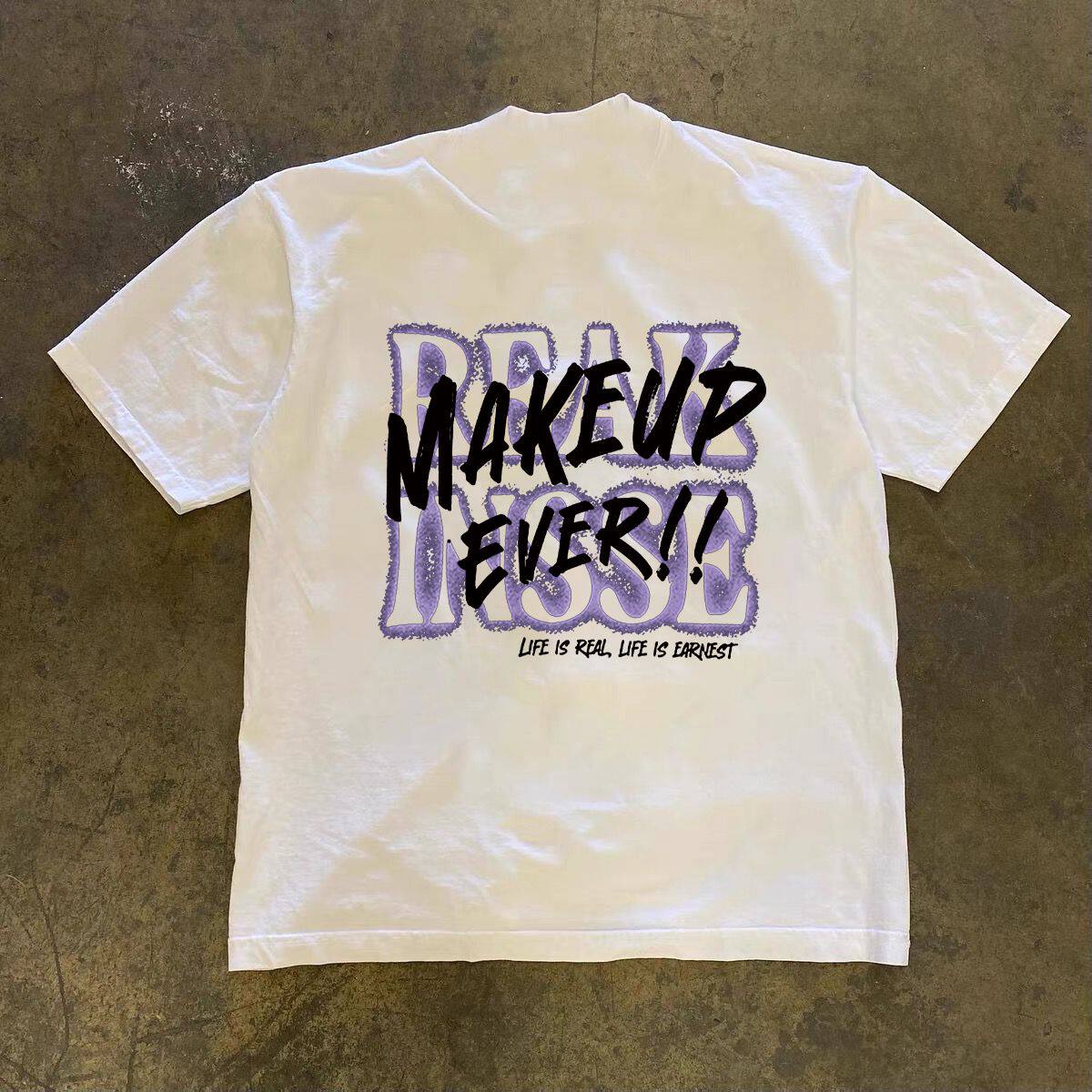 欧美设计感字母印花重磅短袖t恤男夏季潮牌百搭宽松圆领