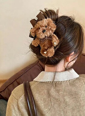 韩系简约百搭可爱小熊发夹女小众设计感高级气质侧边夹刘海夹发饰