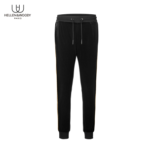 子奢侈品套装 HELLEN&WOODY撞色拼接裤 裤 丝绒男士 子休闲运动长裤