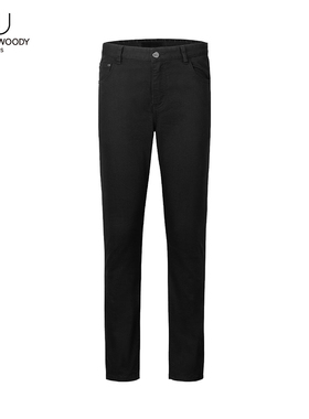 HELLEN&WOODY奢侈品2025年新款休闲牛仔裤男士黑色弹力直筒长裤男