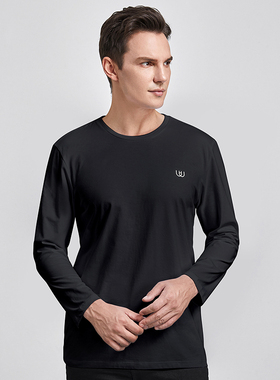 HELLEN&WOODY新款秋季男士长袖T恤内搭打底衫纯色男装T恤秋衣上衣