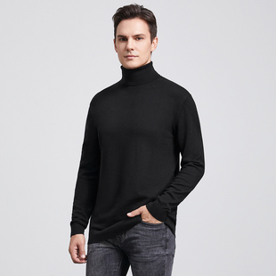 内搭针织衫 HELLEN&WOODY高领黑色毛衣男士 秋冬加厚慵懒风打底衫