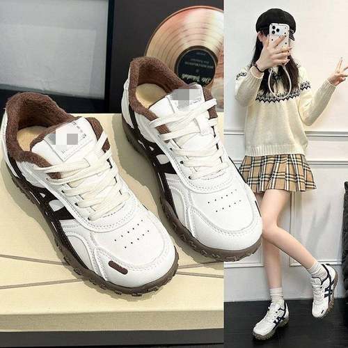 爆款厚底德训鞋女加绒2025冬季新款系带保暖显脚小百搭运动休闲鞋