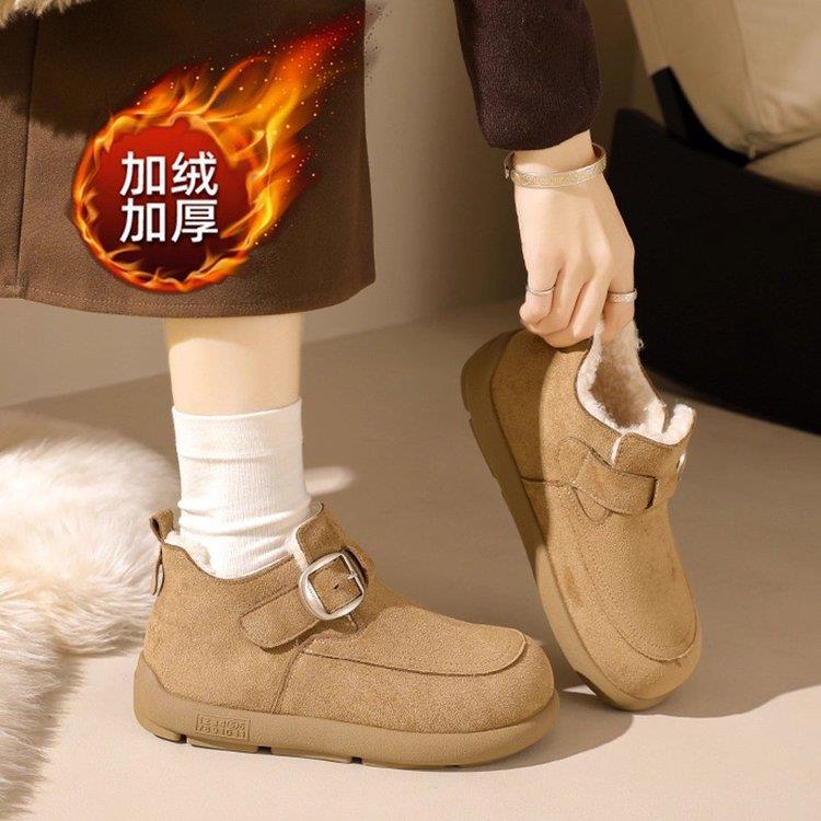 厚底加绒加厚勃肯鞋女冬2025新款软底博肯豆豆棉鞋外穿保暖雪地靴