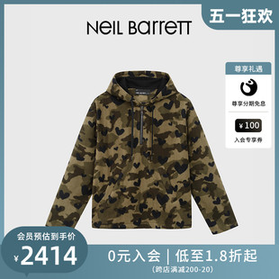 男式 NEIL BARRETT 尼奥贝奈特2023秋冬新款 迷彩潮流连帽套头卫衣