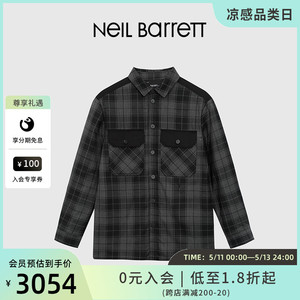 NEIL BARRETT/尼奥贝奈特2023秋冬新款男式长袖衬衫百搭格纹上衣